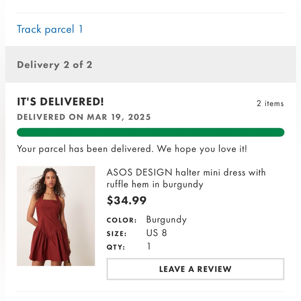 Halter Mini Dress - Burgundy
